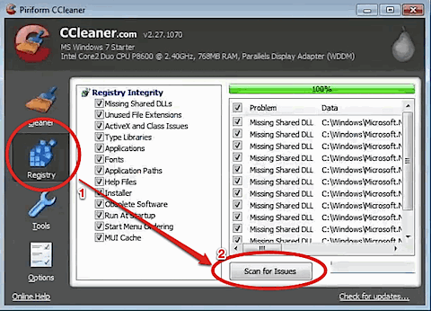 CCleaner Registry Scan