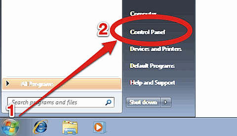 Accessing the Windows Control Panel